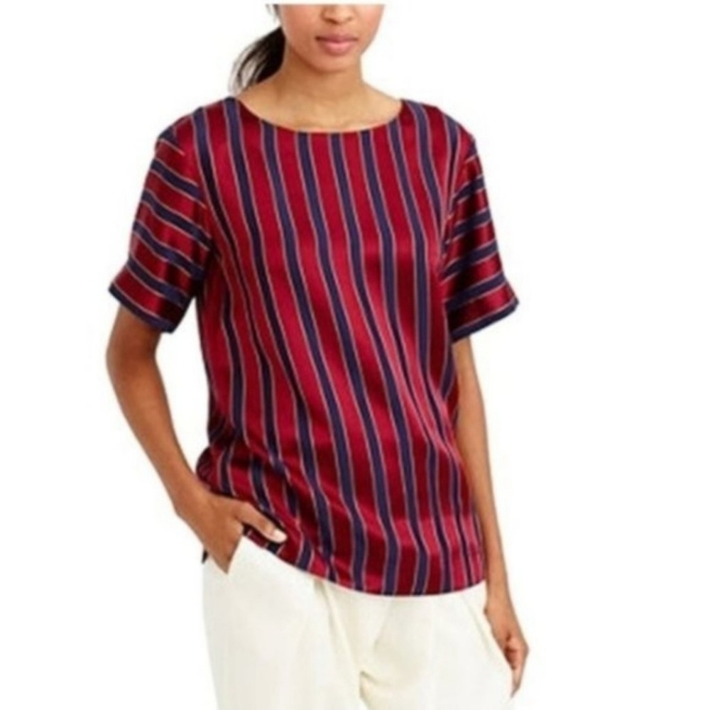 J.CREW Collection Elliott Striped Silk 100% Holiday Blouse